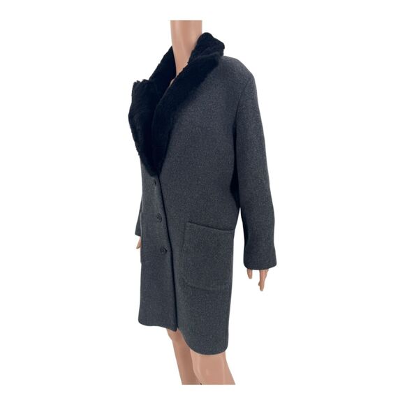 Zadig & Voltaire Coat Wool Gray Detachable Rabbit Fur Collar Size S - Picture 4 of 7